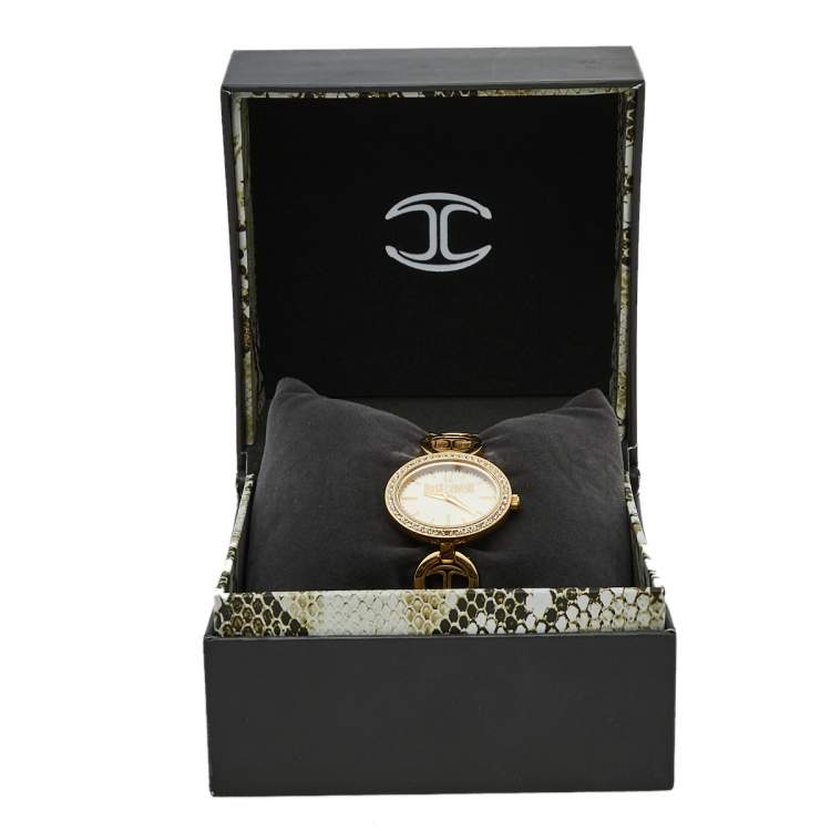 Pre Owned Just Cavalli Gold Tone Stainless Steel JC7253214504 Women's Wristwatch 32 mm