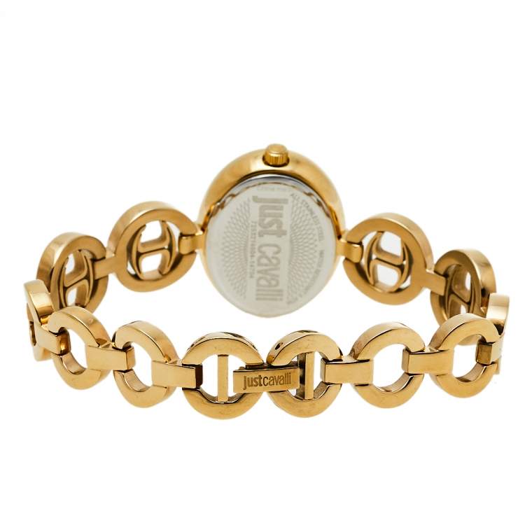 Pre Owned Just Cavalli Gold Tone Stainless Steel JC7253214504 Women's Wristwatch 32 mm