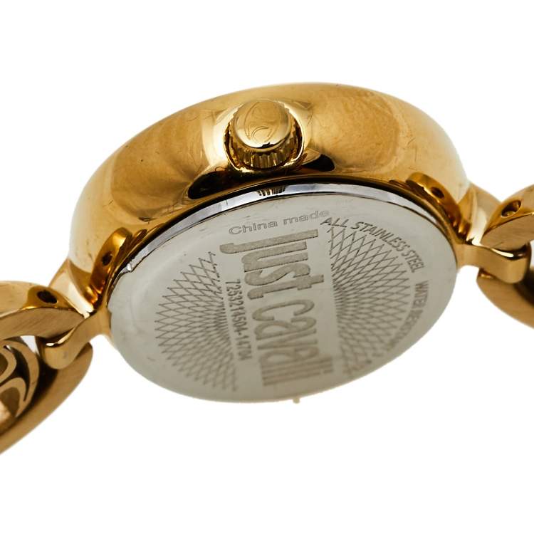 Pre Owned Just Cavalli Gold Tone Stainless Steel JC7253214504 Women's Wristwatch 32 mm