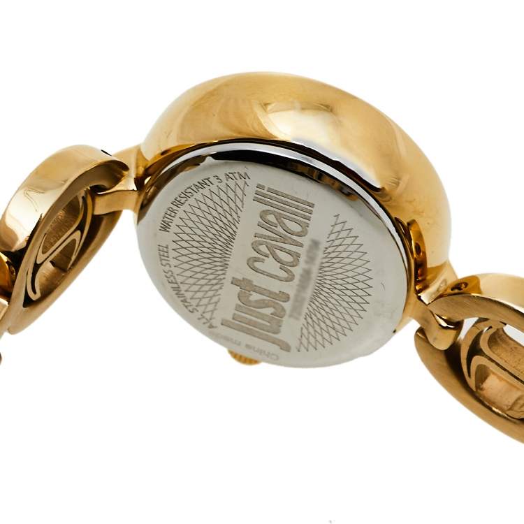 Pre Owned Just Cavalli Gold Tone Stainless Steel JC7253214504 Women's Wristwatch 32 mm