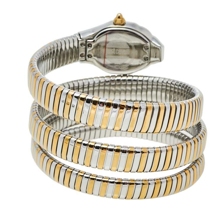 Pre Owned Just Cavalli Two-Tone Stainless Steel Snake JC1L115M0045 Women's Wristwatch 22 mm