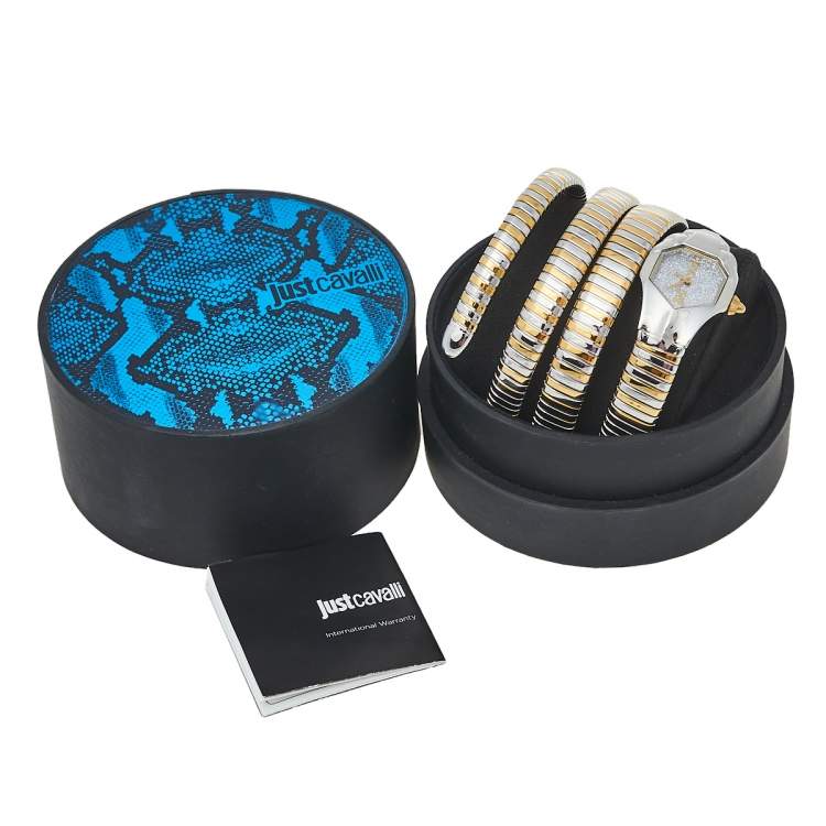 Pre Owned Just Cavalli Two-Tone Stainless Steel Snake JC1L115M0045 Women's Wristwatch 22 mm