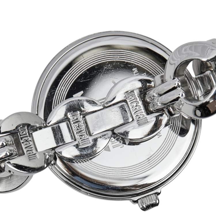 Pre Owned Just Cavalli Silver Stainless Steel Midnight R725315454 Women's Wristwatch 41 mm