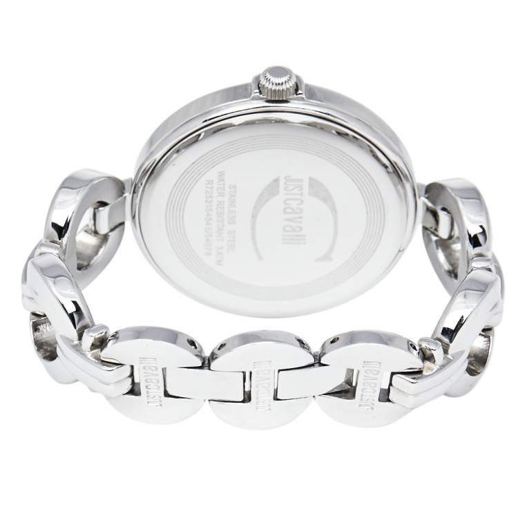 Pre Owned Just Cavalli Silver Stainless Steel Midnight R725315454 Women's Wristwatch 41 mm