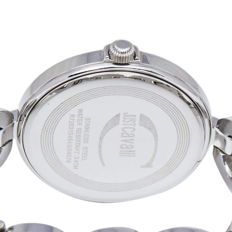 Pre Owned Just Cavalli Silver Stainless Steel Midnight R725315454 Women's Wristwatch 41 mm