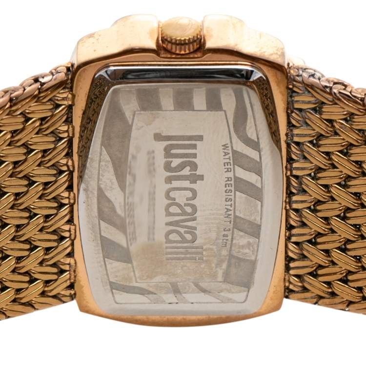 Pre Owned Just Cavalli Mother of Pearl Rose Gold Tone Stainless Steel 7253277002 Women's Wristwatch 34 mm