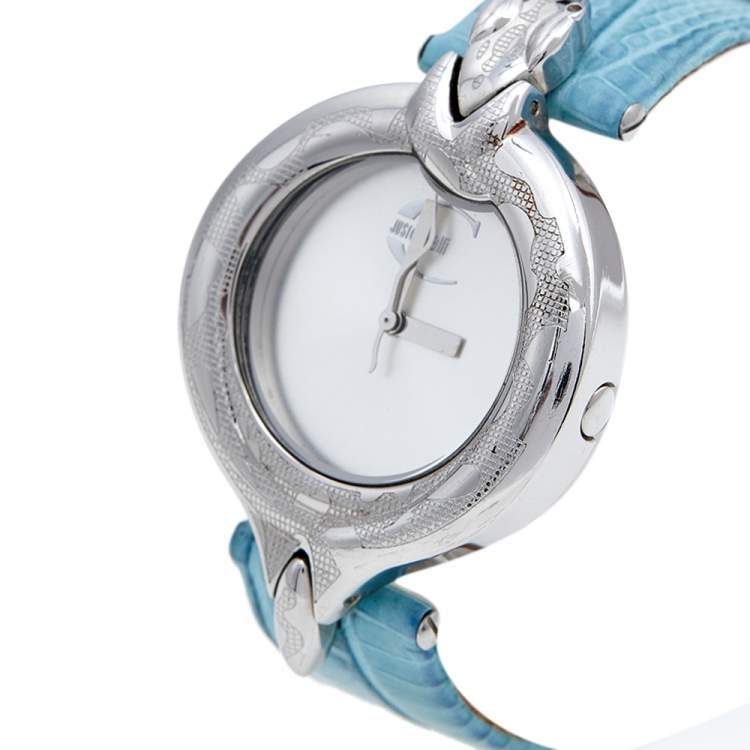 Pre Owned Just Cavalli Stainless Steel Leather 7251425535 Women's Wristwatch 32 mm