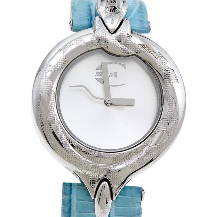 Pre Owned Just Cavalli Stainless Steel Leather 7251425535 Women's Wristwatch 32 mm