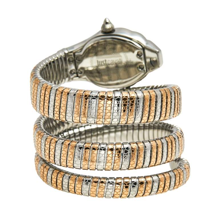 Pre Owned Just Cavalli Silver Two Tone Stainless Steel Jc1L168M0085 Women's Wristwatch 22 mm