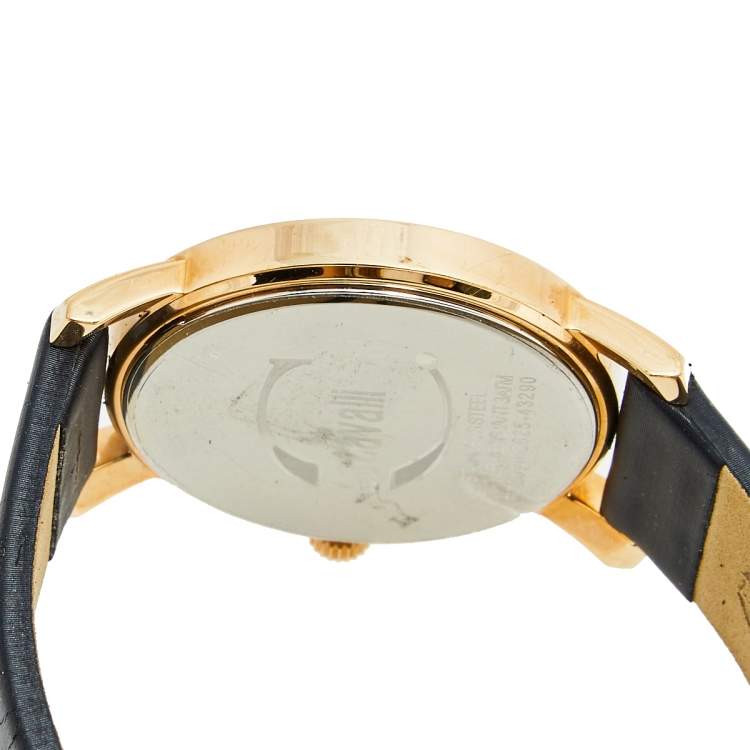 Pre Owned Just Cavalli Black Rose Gold Plated Stainless Steel Satin Moon R7251103625 Women's Wristwatch 38 mm