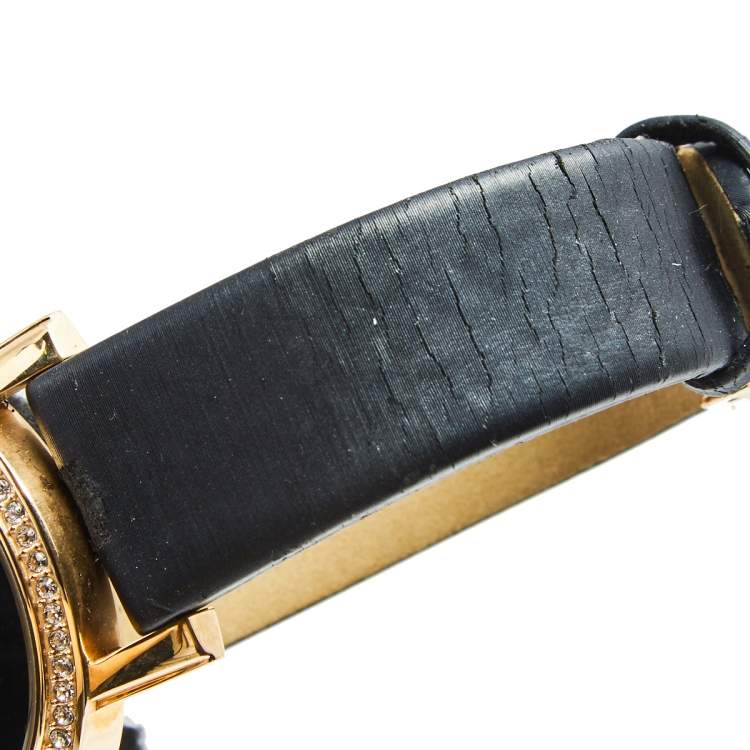 Pre Owned Just Cavalli Black Rose Gold Plated Stainless Steel Satin Moon R7251103625 Women's Wristwatch 38 mm