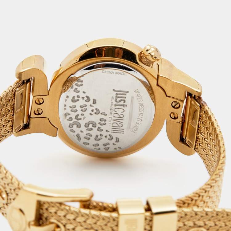 Pre Owned Just Cavalli Sin JC 2H Gold Plated Stainless Steel 7253591501 Women's Wristwatch 35 mm