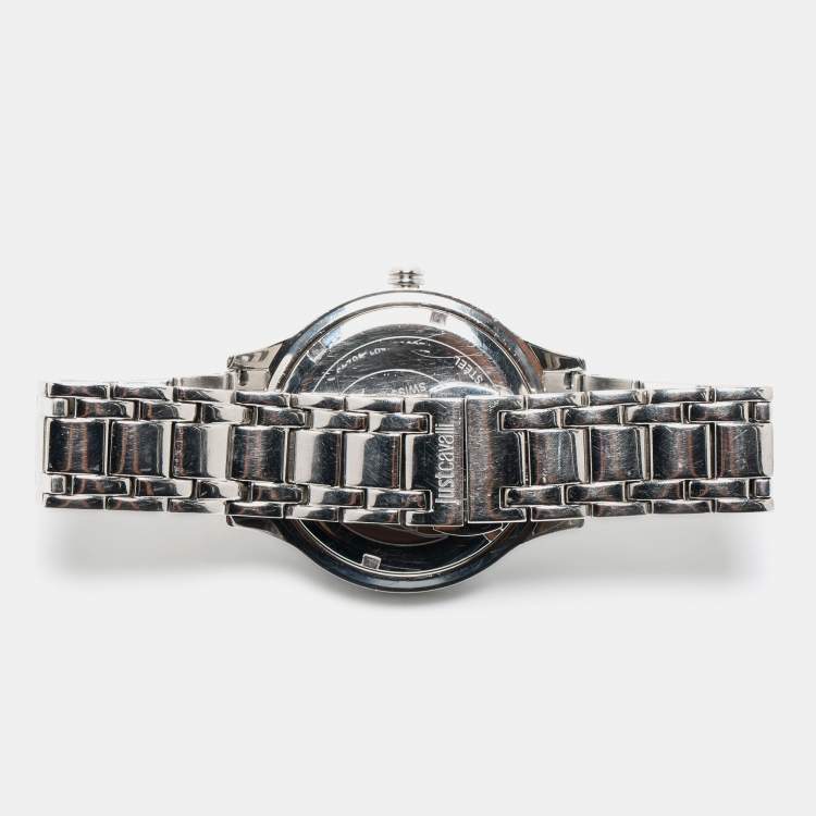 Pre Owned Just Cavalli Silver Stainless Steel Luminal R7253597501 Women's Wristwatch 39 mm