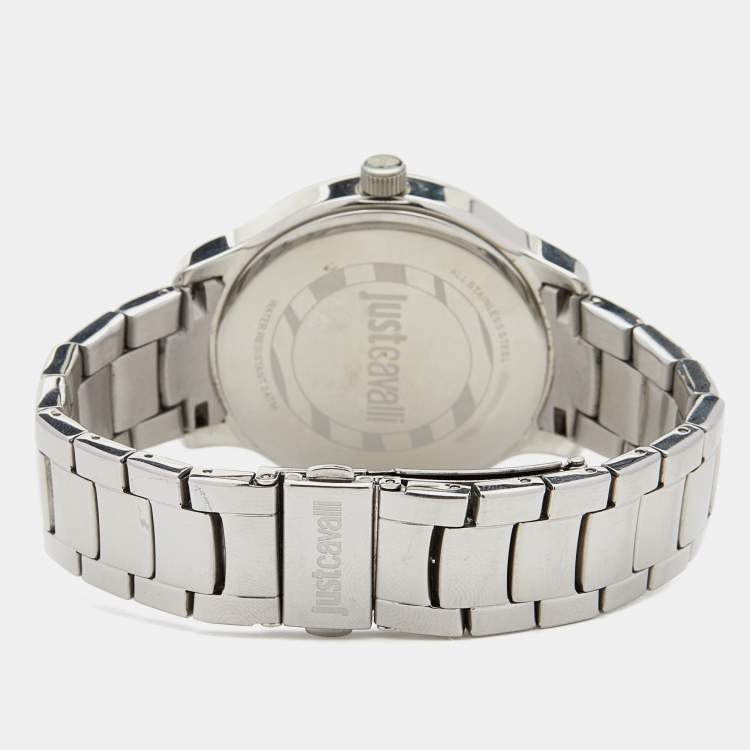 Pre Owned Just Cavalli Silver Stainless Steel Huge R7253127509 Women's Wristwatch 42 mm