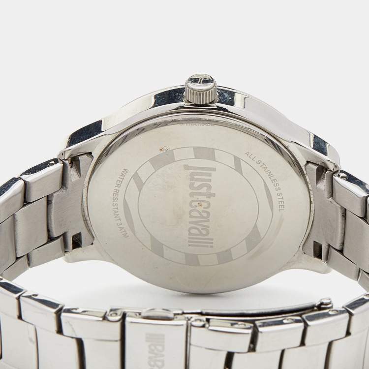 Pre Owned Just Cavalli Silver Stainless Steel Huge R7253127509 Women's Wristwatch 42 mm
