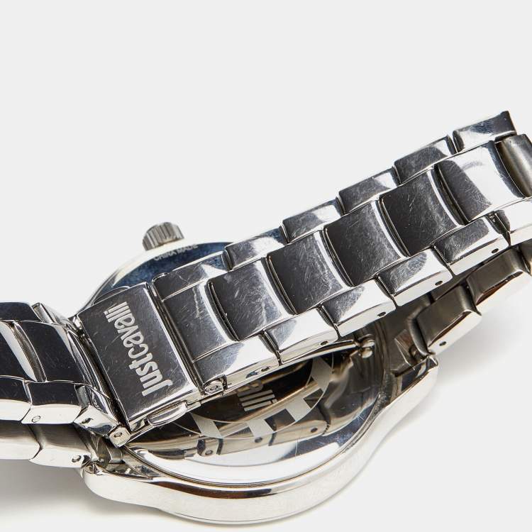 Pre Owned Just Cavalli Silver Stainless Steel Huge R7253127509 Women's Wristwatch 42 mm