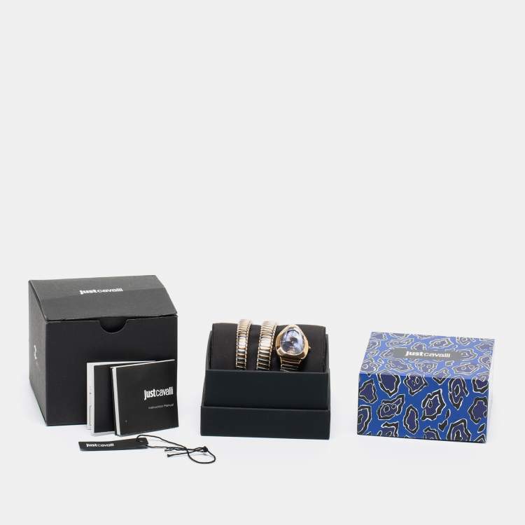 Pre Owned Just Cavalli Blue Two Tone Stainless Steel JC1L209M0085 Women's Wristwatch 22 mm