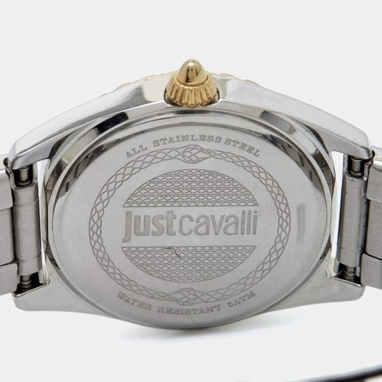 Pre Owned Just Cavalli Green Two Tone Stainless Steel Glam JC1L239M0105 Women's Wristwatch 30 mm 