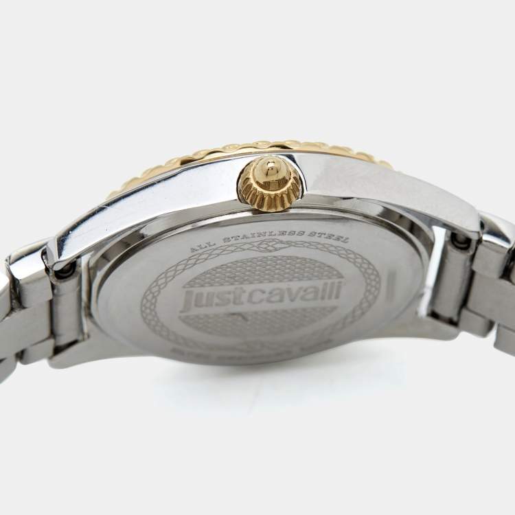 Pre Owned Just Cavalli Green Two Tone Stainless Steel Glam JC1L239M0105 Women's Wristwatch 30 mm 