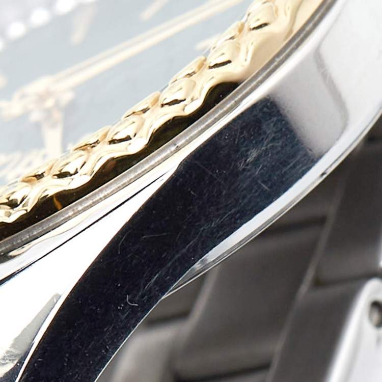 Pre Owned Just Cavalli Green Two Tone Stainless Steel Glam JC1L239M0105 Women's Wristwatch 30 mm 