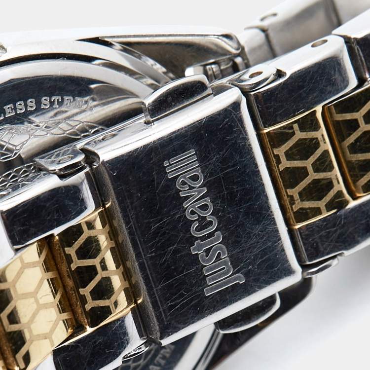 Pre Owned Just Cavalli Green Two Tone Stainless Steel Glam JC1L239M0105 Women's Wristwatch 30 mm 