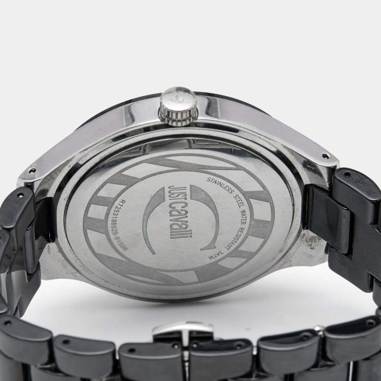 Pre Owned Just Cavalli Black Ceramic Stainless Steel R7253188525 Women's Wristwatch 41 mm