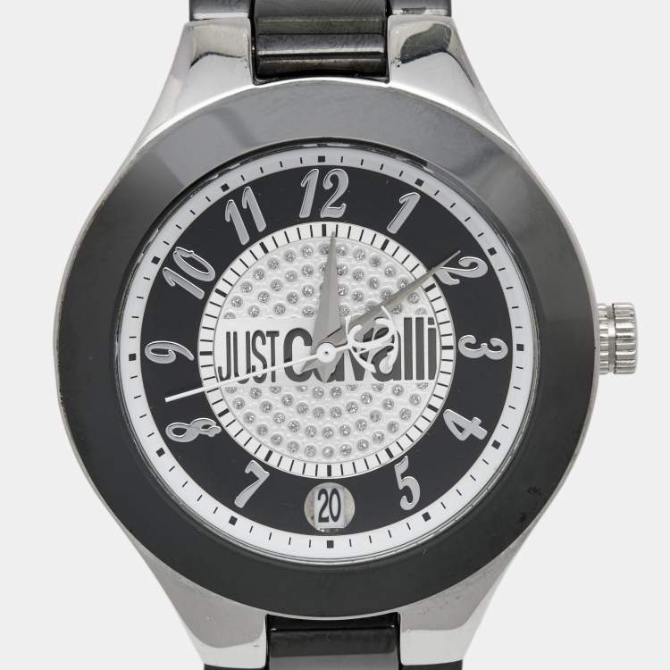 Pre Owned Just Cavalli Black Ceramic Stainless Steel R7253188525 Women's Wristwatch 41 mm