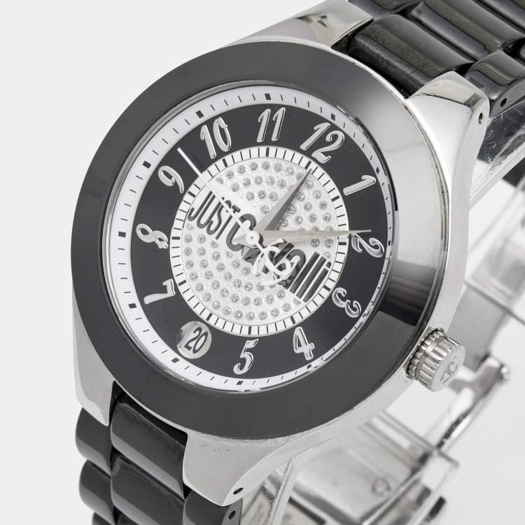 Pre Owned Just Cavalli Black Ceramic Stainless Steel R7253188525 Women's Wristwatch 41 mm