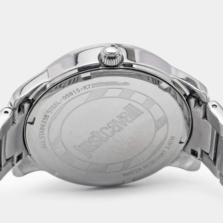 Pre Owned Just Cavalli Purple Silver Crystal Embellished Stainless Steel R7253196501 Women's Wristwatch 40 mm