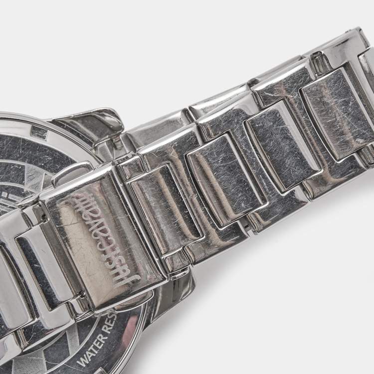 Pre Owned Just Cavalli Purple Silver Crystal Embellished Stainless Steel R7253196501 Women's Wristwatch 40 mm