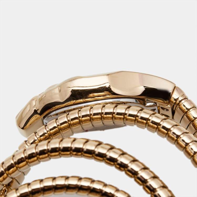 Pre Owned Just Cavalli Glittered Champagne Rose Gold Plated Stainless Steel Glam Chic JC1L115M0035 Women's Wristwatch 22 mm