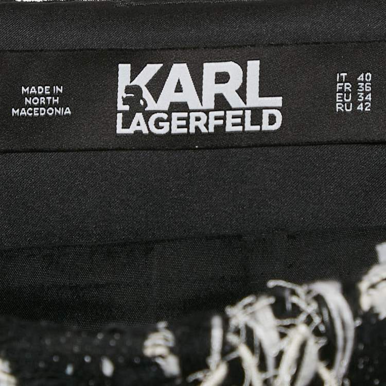 Pre Owned Karl Lagerfeld Black Tweed Mini Skirt S