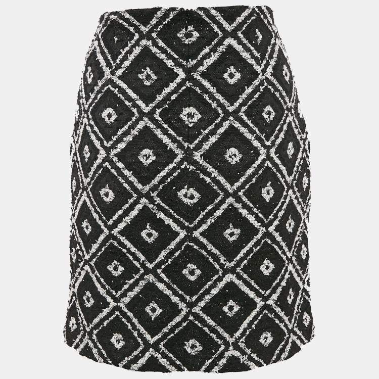 Pre Owned Karl Lagerfeld Black Tweed Mini Skirt S