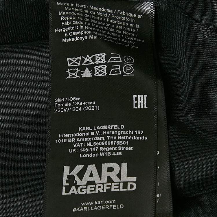 Pre Owned Karl Lagerfeld Black Tweed Mini Skirt S