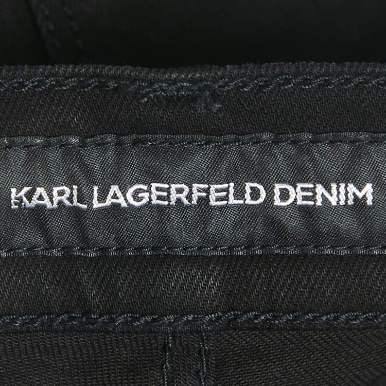 Pre Owned Karl Lagerfeld Black Studded Denim Skinny Jeans S Waist 27"
