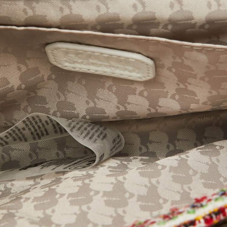 Pre Owned Karl Lagerfeld Multicolor Tweed and Leather Flap Top Handle Bag