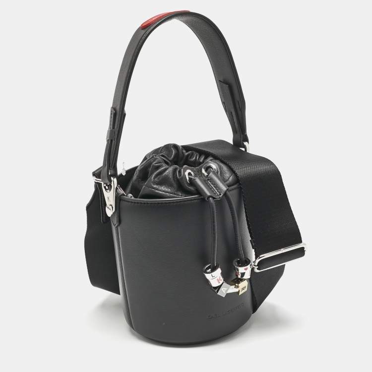 Pre Owned Karl Lagerfeld Black Leather K/Charms Bucket Bag
