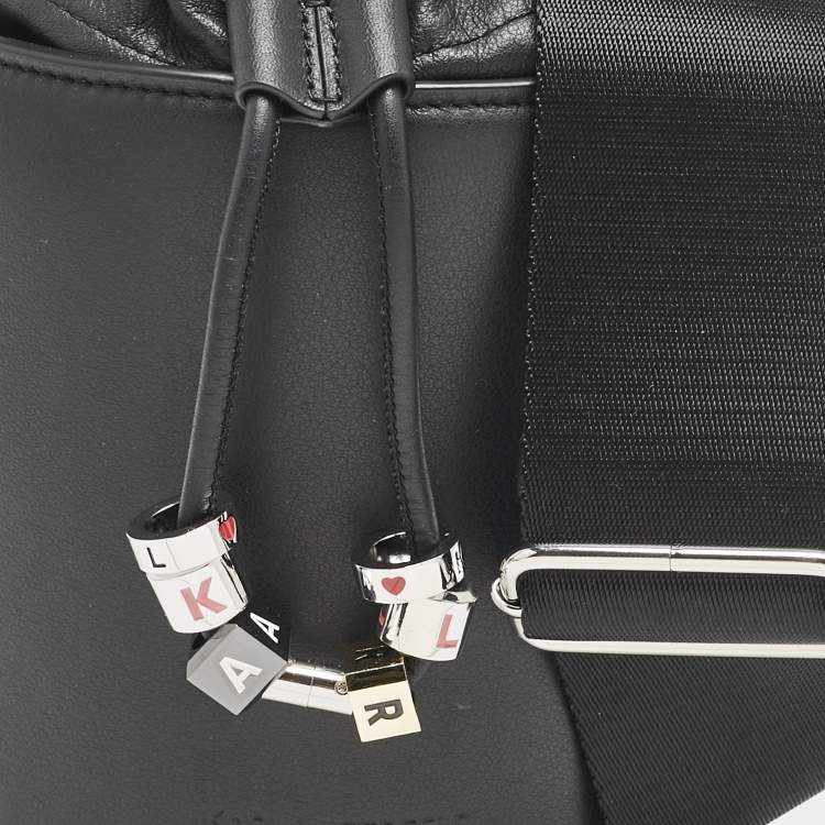 Pre Owned Karl Lagerfeld Black Leather K/Charms Bucket Bag