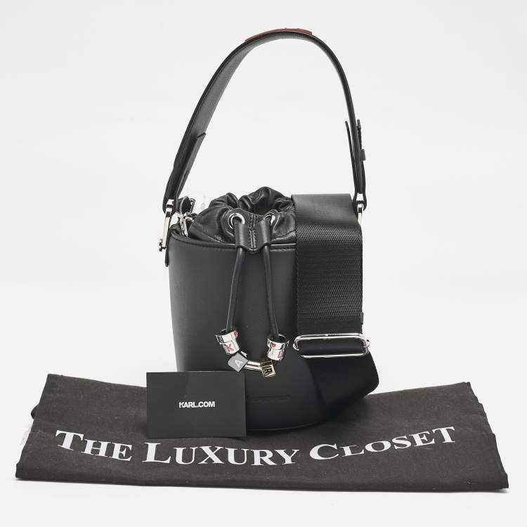 Pre Owned Karl Lagerfeld Black Leather K/Charms Bucket Bag