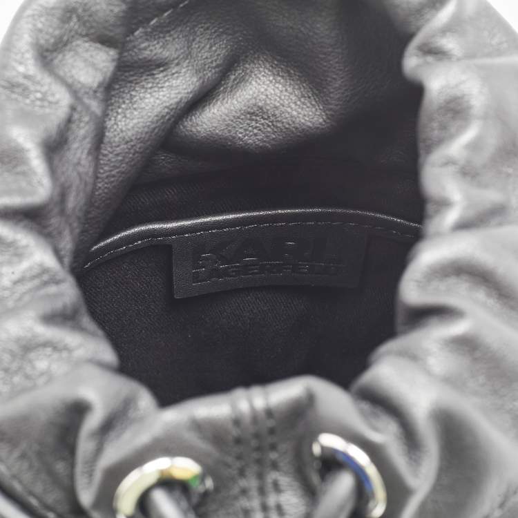 Pre Owned Karl Lagerfeld Black Leather K/Charms Bucket Bag