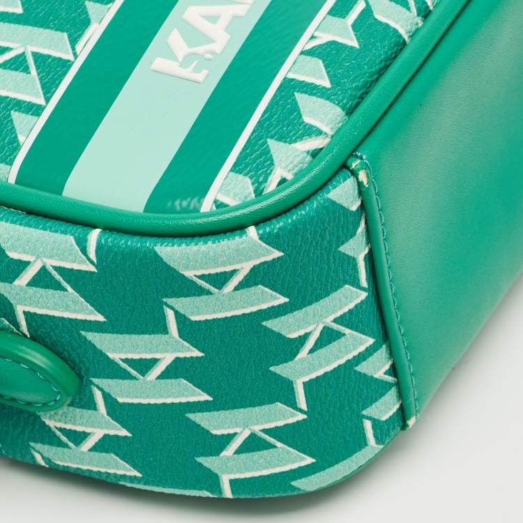 Pre Owned Karl Lagerfeld Green Monogram Coated Canvas and Leather K/Ikonik Camera Bag