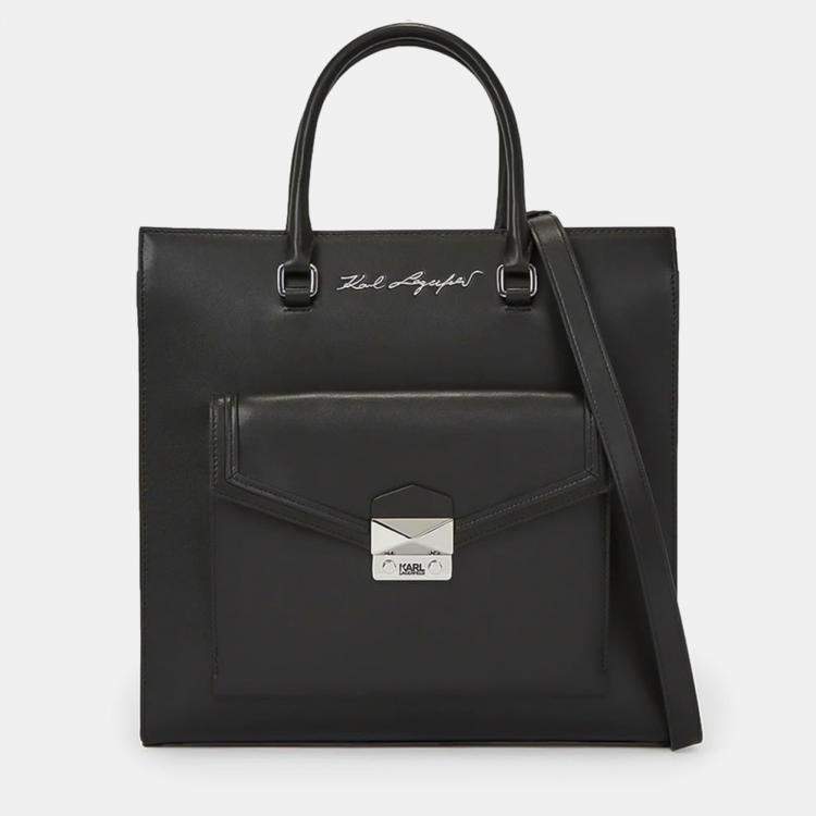 Pre Owned Karl Lagerfield K Style Black Leather Tote Bag