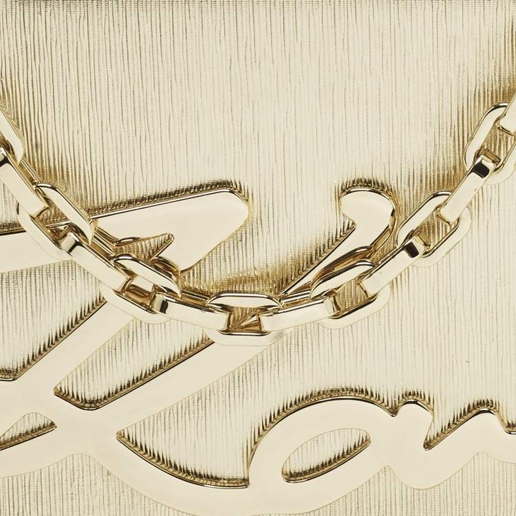 Pre Owned Karl Lagerfeld K/Signature Gold Leather Shoulder Bag