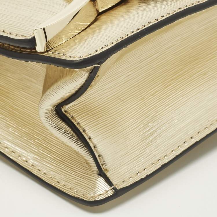 Pre Owned Karl Lagerfeld K/Signature Gold Leather Shoulder Bag