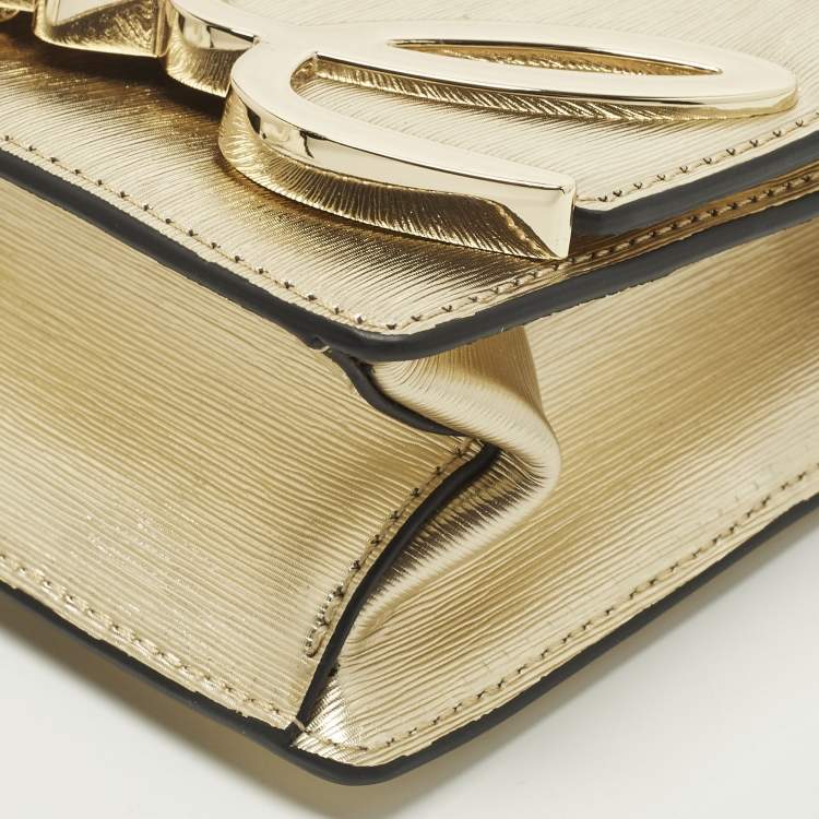 Pre Owned Karl Lagerfeld K/Signature Gold Leather Shoulder Bag
