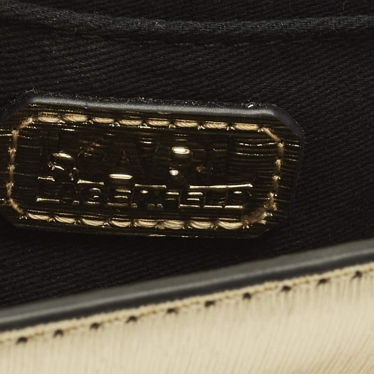 Pre Owned Karl Lagerfeld K/Signature Gold Leather Shoulder Bag