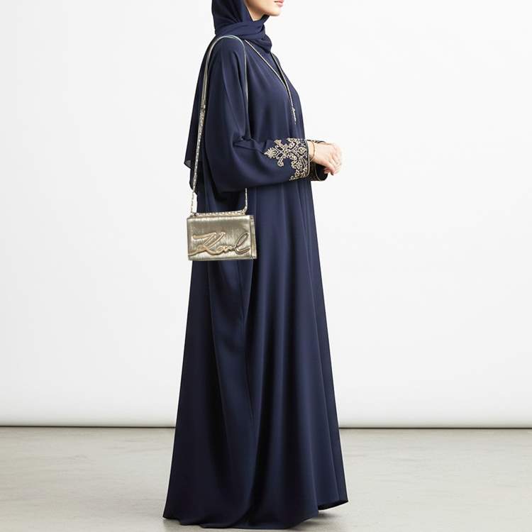 Pre Owned Karl Lagerfeld K/Signature Gold Leather Shoulder Bag