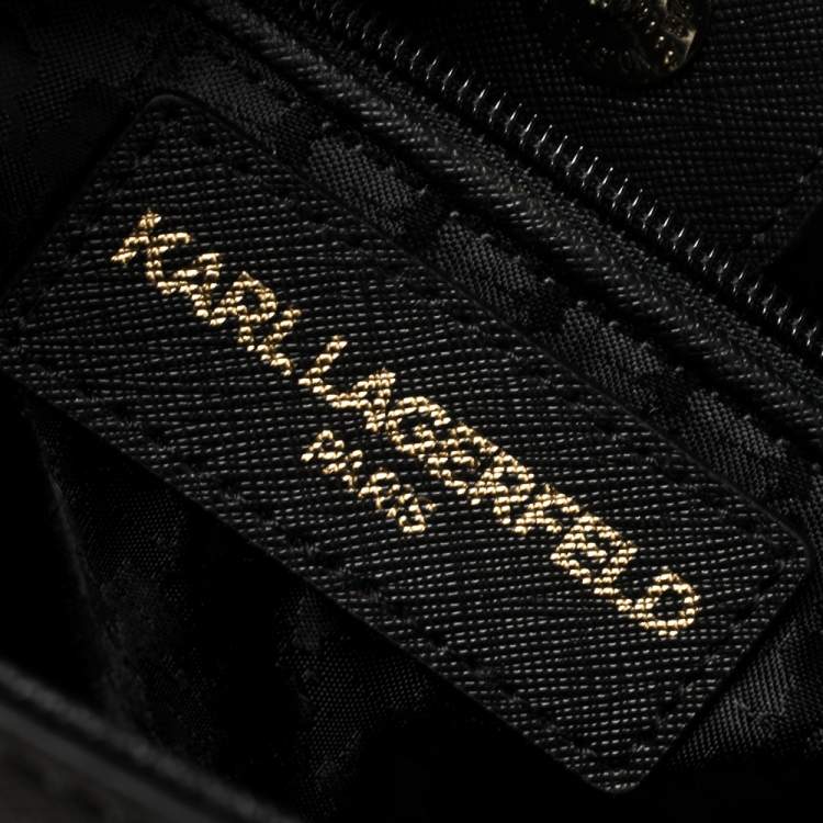 Pre Owned Karl Lagerfeld Black Leather Maybelle Tote