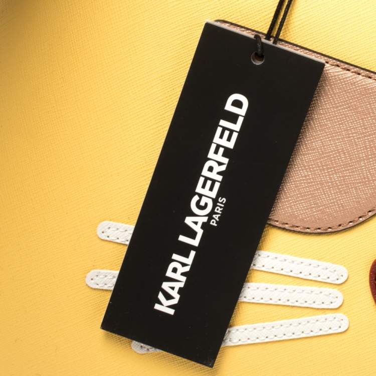 مملوكة مسبقًا Karl Lagerfeld Yellow Leather Maybelle Cat Tote