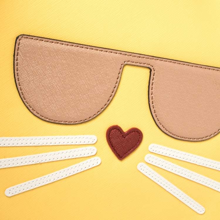 مملوكة مسبقًا Karl Lagerfeld Yellow Leather Maybelle Cat Tote